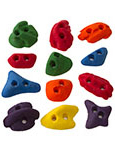 multiple colors of climbing holds